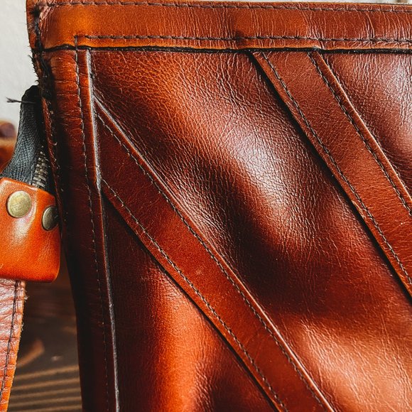 SOLD 🎅🏼 Vintage Brown Leather Clutch Purse Handbag - Picture 7 of 7